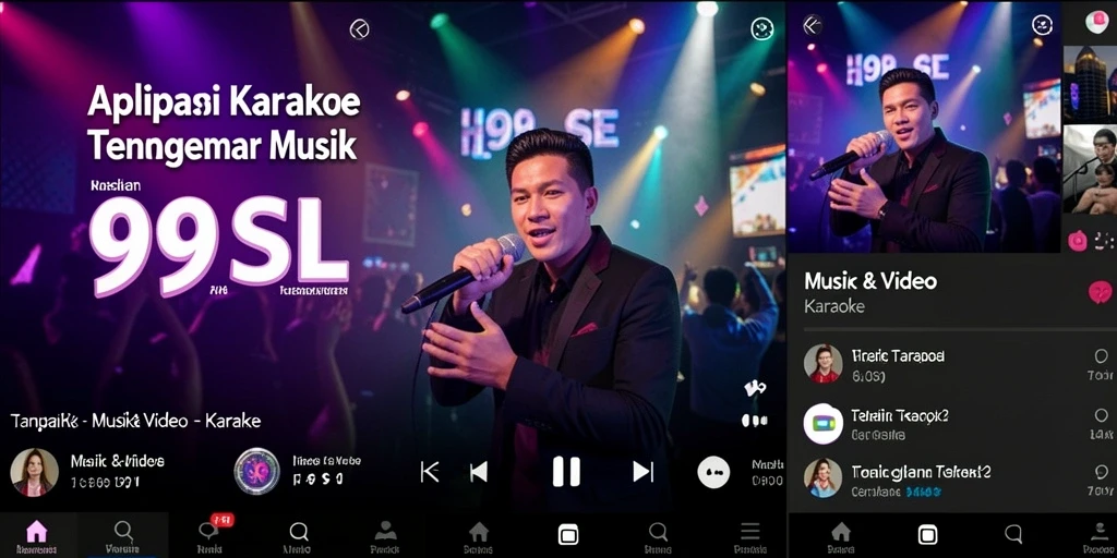 Tampilan antarmuka aplikasi Karaoke 99SL yang menarik dan fungsional.