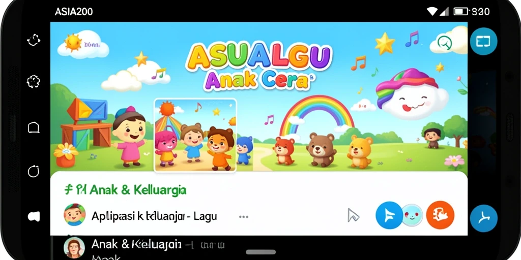 Screenshot ASIA200 dengan antarmuka pengguna aplikasi Lagu Anak.