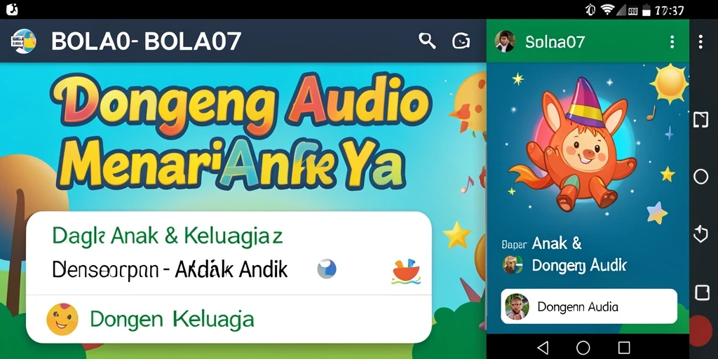 Antarmuka aplikasi BOLA07 dengan berbagai dongeng audio.