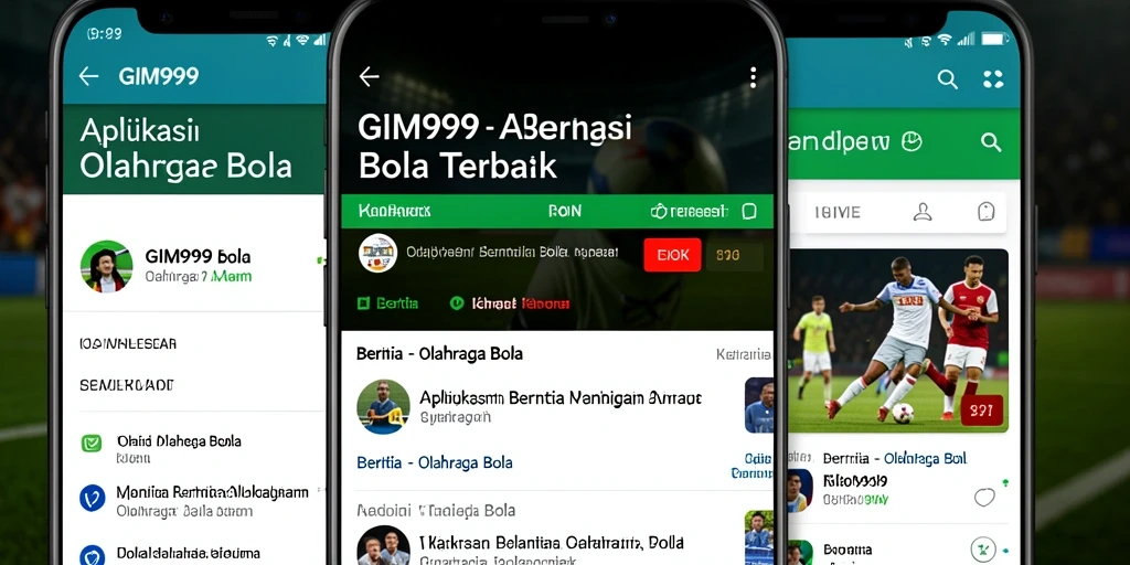 Antarmuka GIM999 menampilkan berita terkini dan analisis olahraga bola.