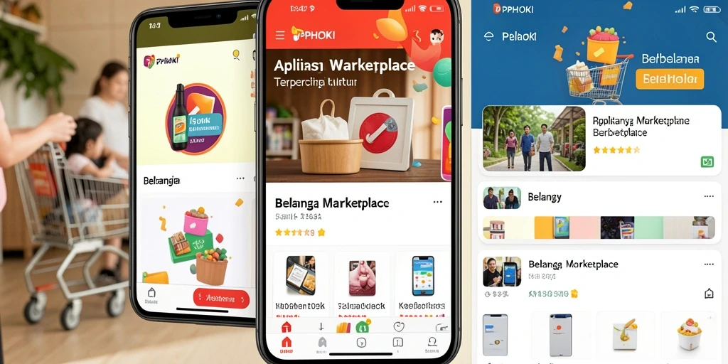 Antarmuka utama aplikasi PPHOKI yang menampilkan berbagai pilihan produk Marketplace.