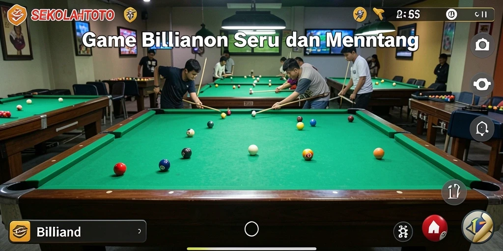 Tampilan antarmuka SEKOLAHTOTO dengan meja Billiard yang menarik.