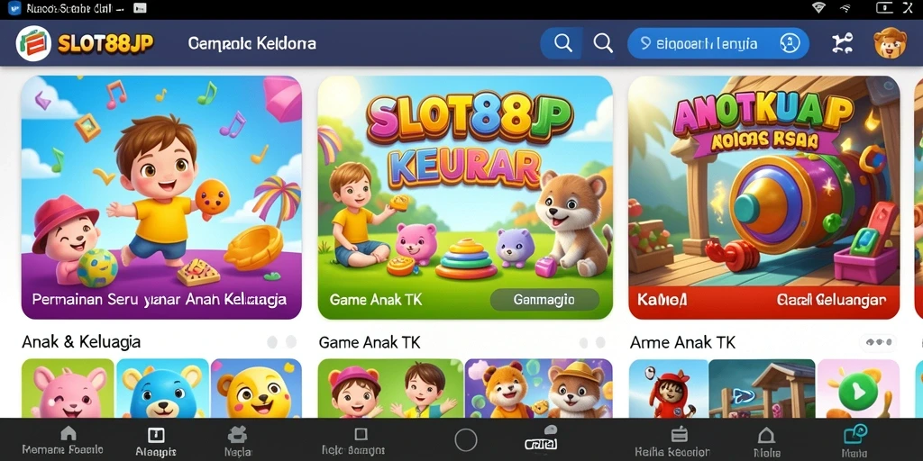 Tampilan antarmuka SLOT88JP yang ceria dan interaktif untuk anak-anak.