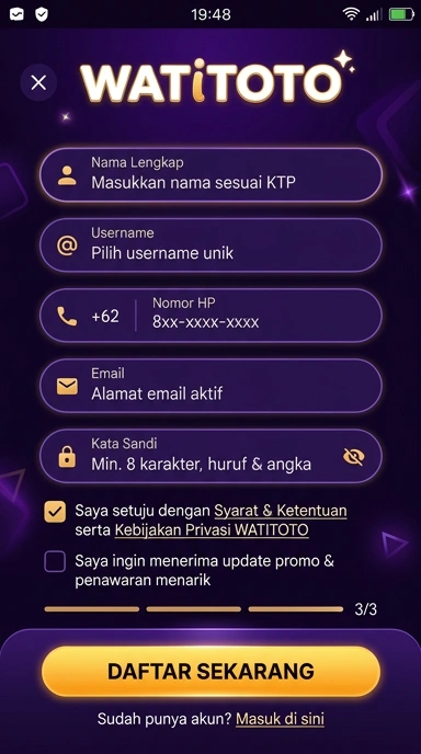 Cara Mudah Daftar Akun Baru di watitoto